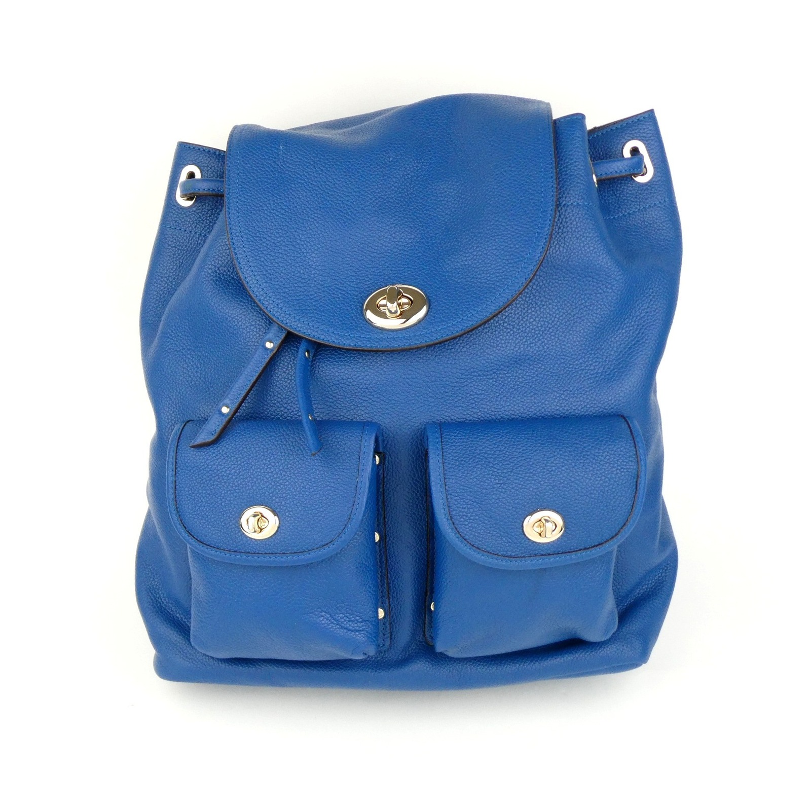 Coach Denim Pebble Leather Turnlock Tie Rucksack 35303